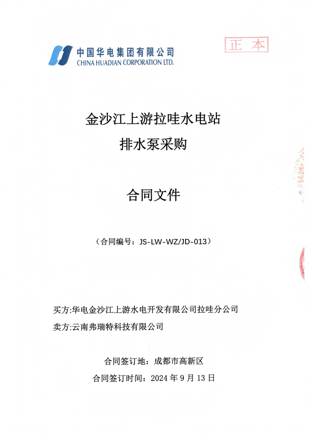 華電金沙江上游拉哇水電站排水泵